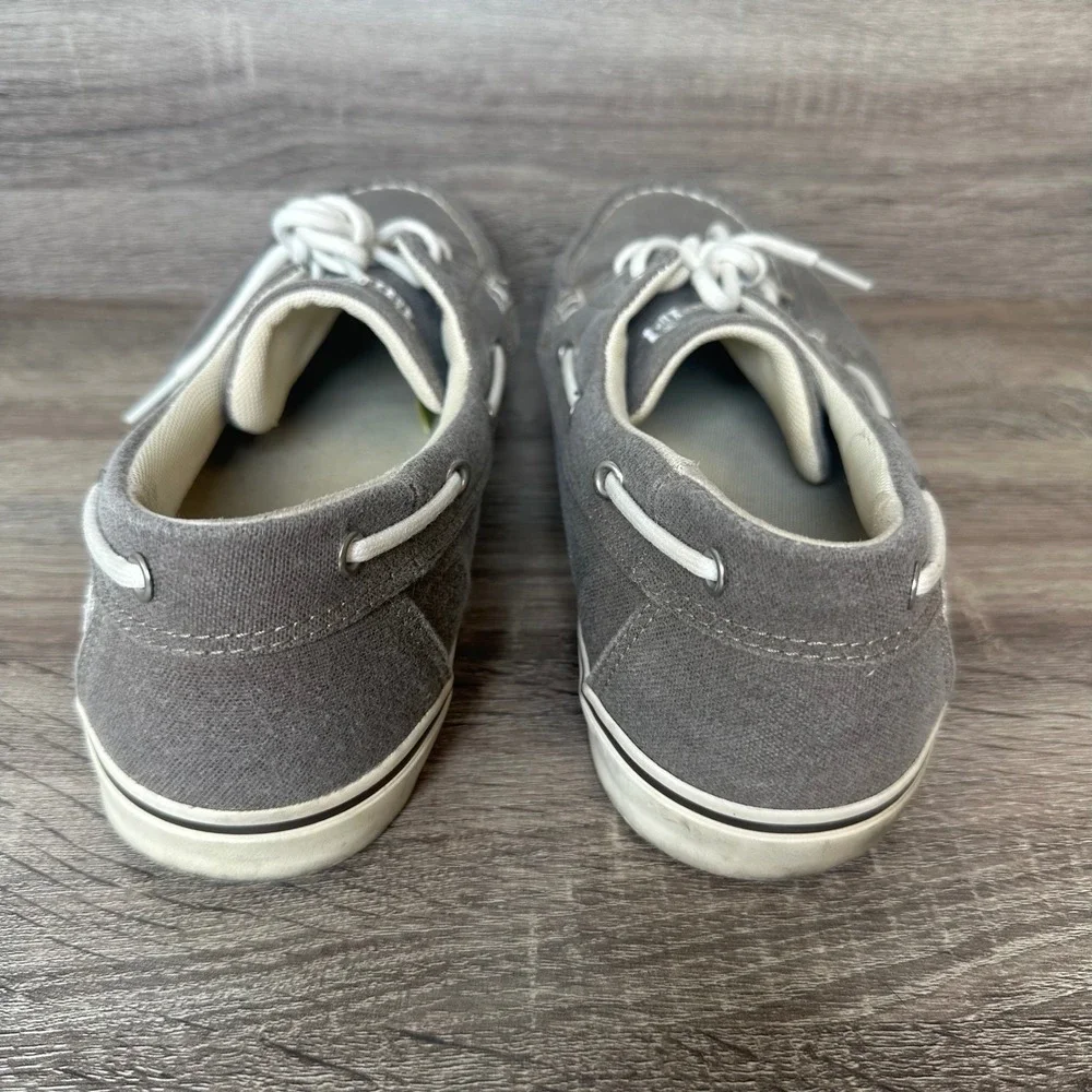 Timberland Sneakers Mens 11.5 Grey Canvas Boat Shoes Low Top Loafers Casual READ